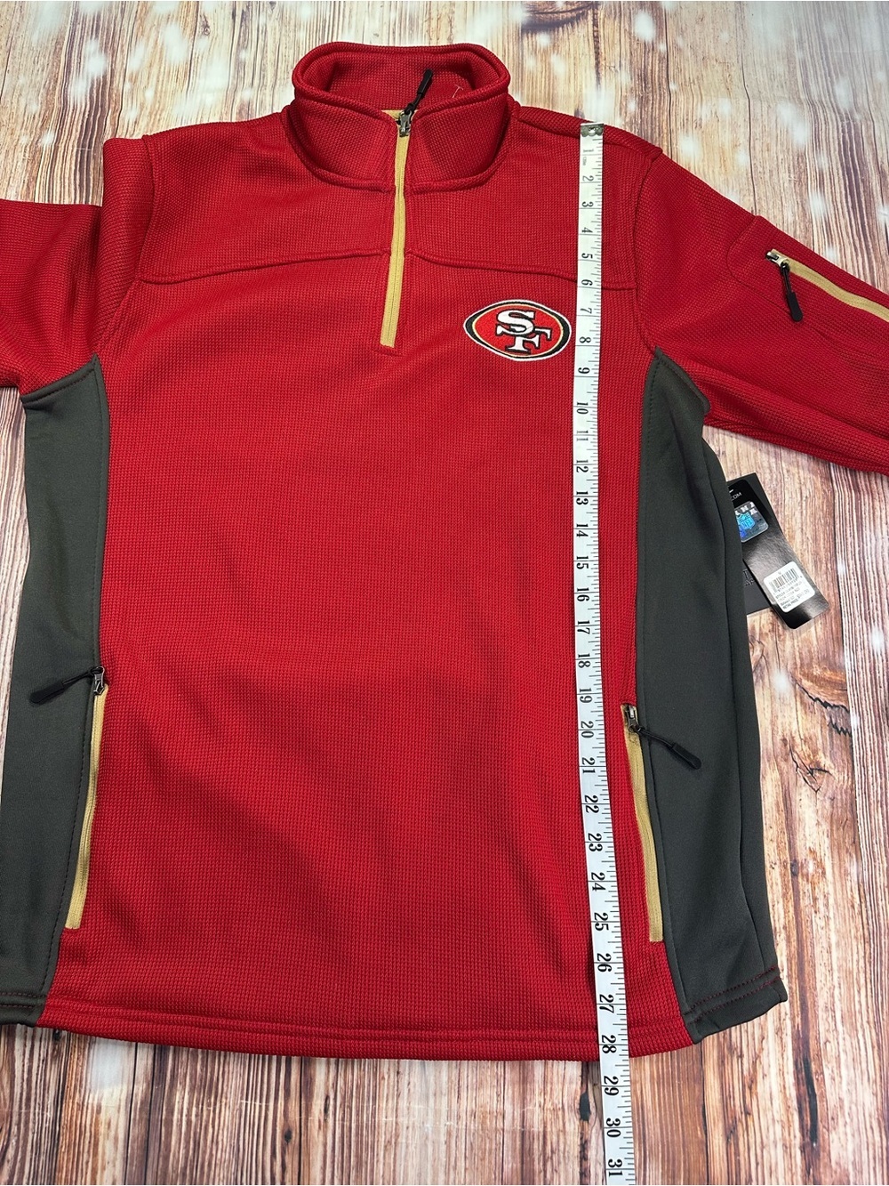NWT San Francisco 49ers Men’s 3/4 zip Sweater pullover Size Medium - Picture 11 of 14